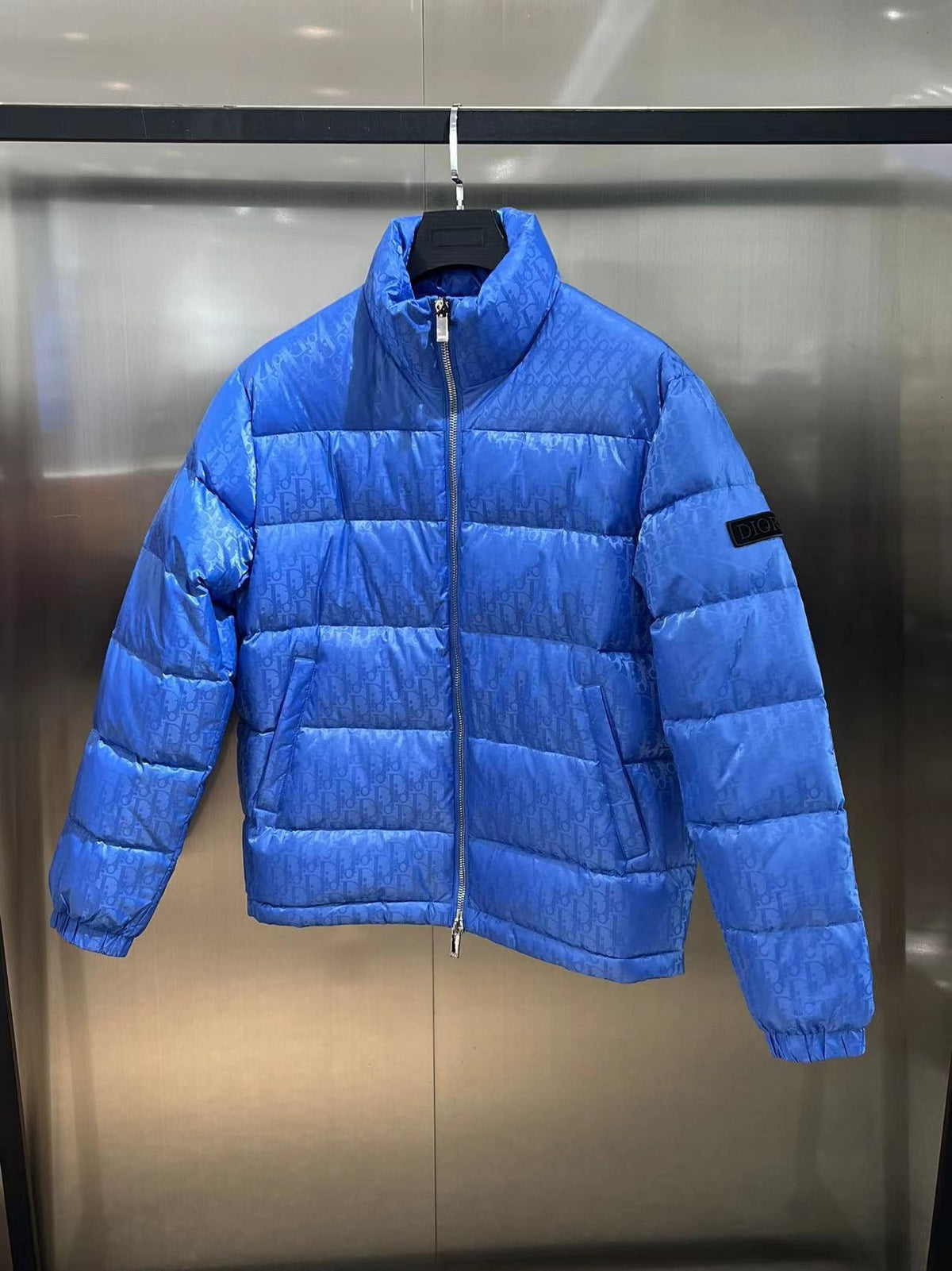 Dior Monogram Stand-Collar Puffer Jacket - Blue