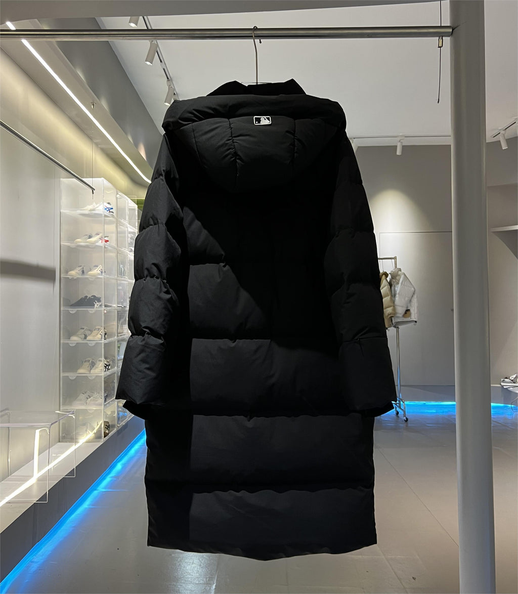 MLB New York Yankees Long Hooded Down Coat - Black