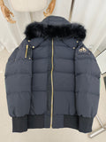 Moose Knuckles Hooded Puffer Bomber Jacket - Dark Navy