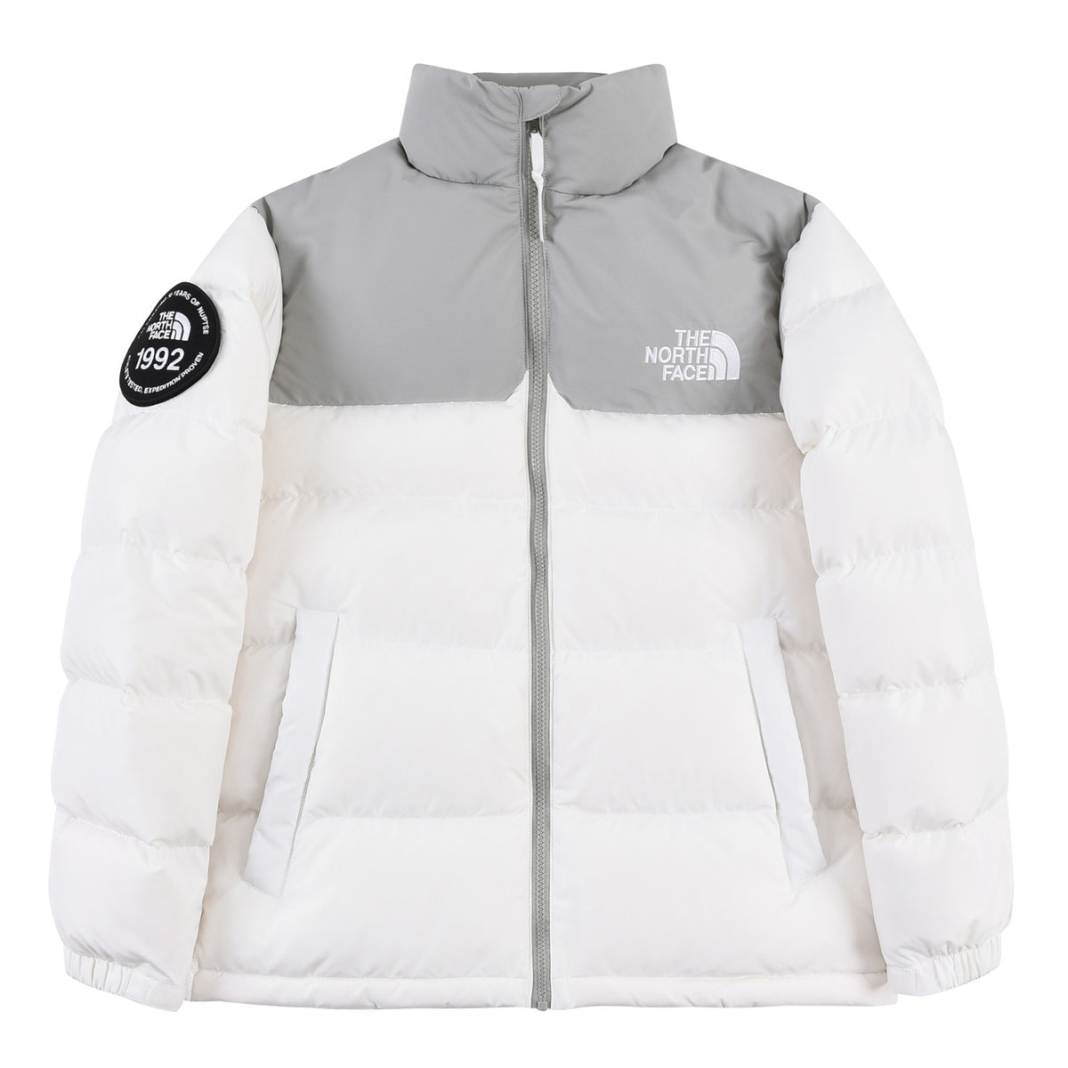 The North Face 1992 Stand-Collar Puffer Jacket - White & Gray