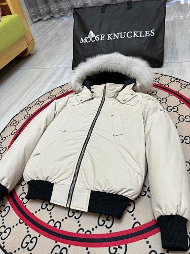 Moose Knuckles Men's Hooded Bomber Jacket - Cream