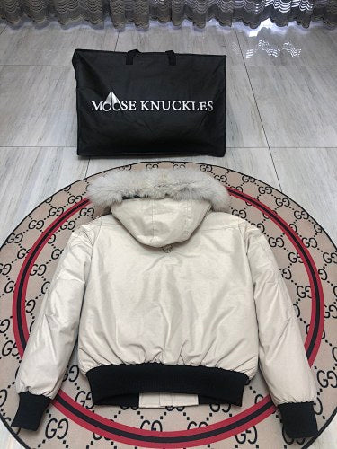 Moose Knuckles Men's Hooded Bomber Jacket - Cream