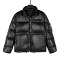 Prada Glossy Stand-Collar Puffer Jacket with Large Pockets - Black