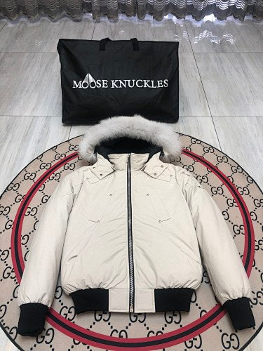 Moose Knuckles Men's Hooded Bomber Jacket - Cream