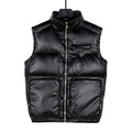 Prada Glossy Stand-Collar Puffer Vest with Large Pockets - Black