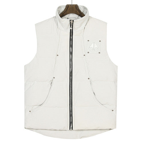 Moose Knuckles Studded Metal-Logo Stand-Collar Puffer Vest - White