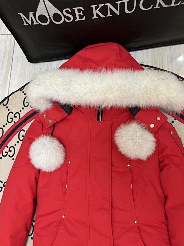 Moose Knuckles Women's Long Hooded Parka - Red
