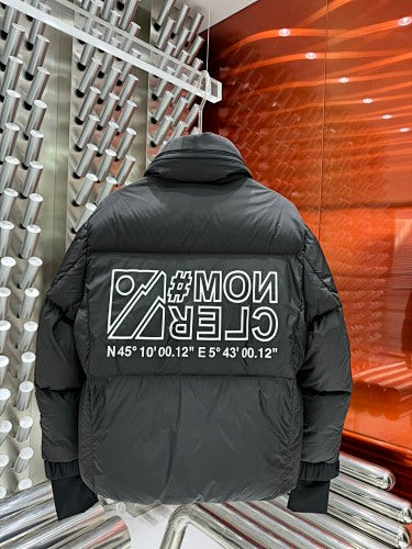 Moncler Verdons Graphic-Logo Stand-Collar Puffer Jacket - Black