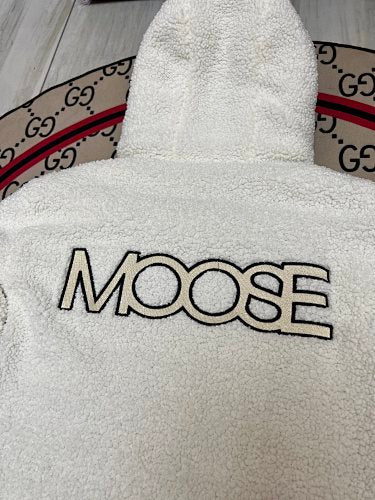 Moose Knuckles Sherpa Fleece Hooded Jacket - Cream & Black