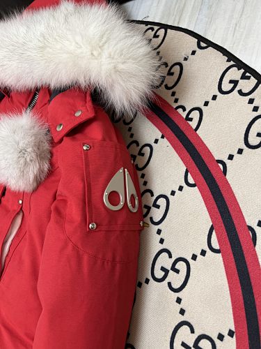 Moose Knuckles Women's Long Hooded Parka - Red