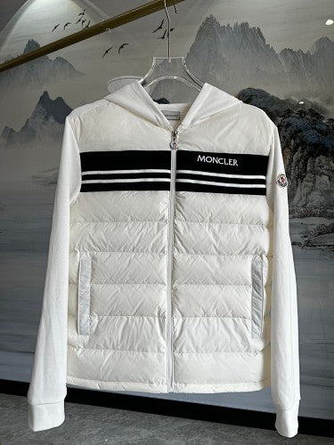 Moncler Hooded Knit-Panel Hybrid Jacket