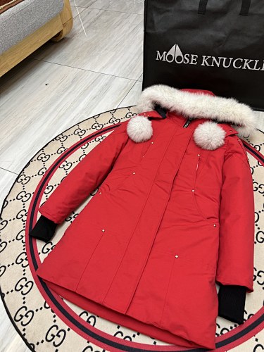 Moose Knuckles Women's Long Hooded Parka - Red