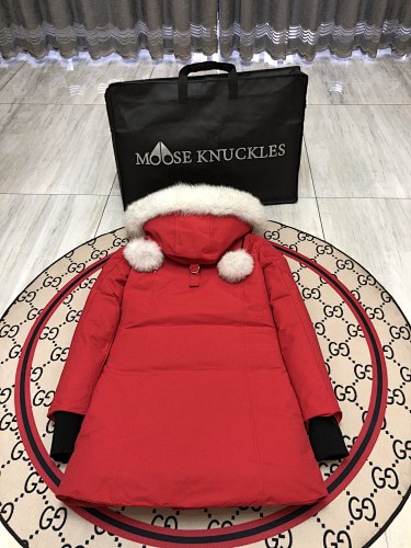 Moose Knuckles Women's Long Hooded Parka - Red