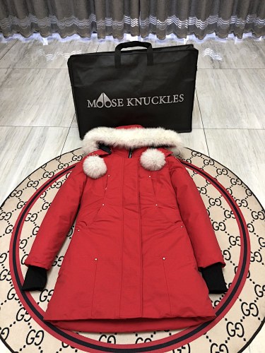 Moose Knuckles Women's Long Hooded Parka - Red