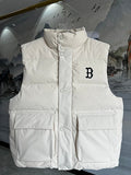MLB Boston Red Sox Unisex Stand-Collar Puffer Vest - Cream