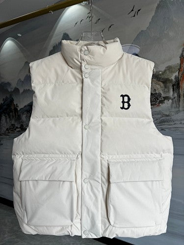 MLB Boston Red Sox Unisex Stand-Collar Puffer Vest - Cream