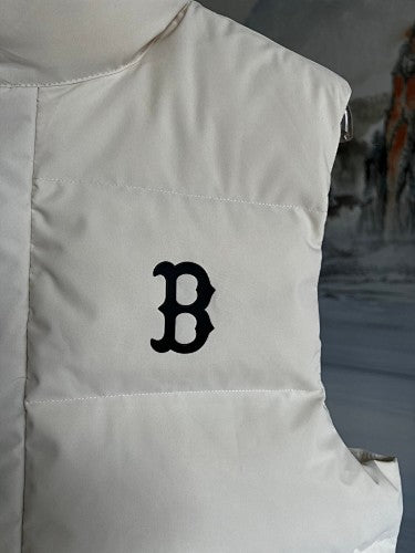 MLB Boston Red Sox Unisex Stand-Collar Puffer Vest - Cream