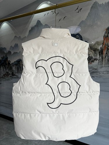 MLB Boston Red Sox Unisex Stand-Collar Puffer Vest - Cream
