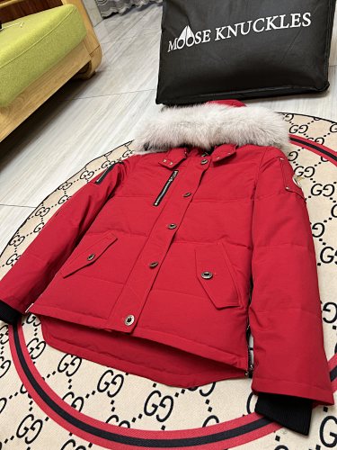 Moose Knuckles Women's Short Hooded Parka - Red