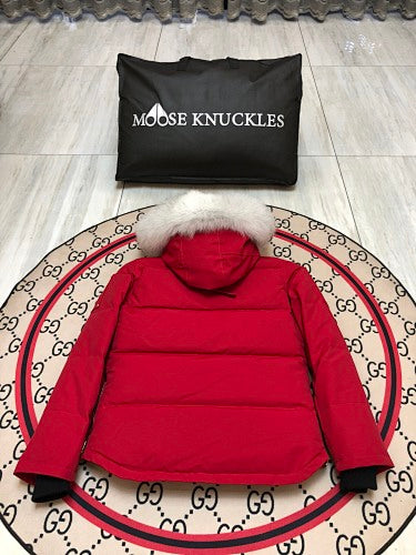 Moose Knuckles Women's Short Hooded Parka - Red