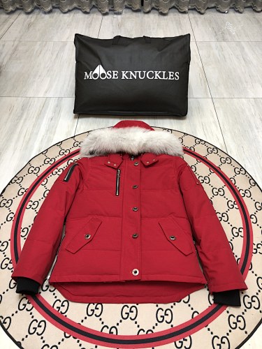 Moose Knuckles Women's Short Hooded Parka - Red