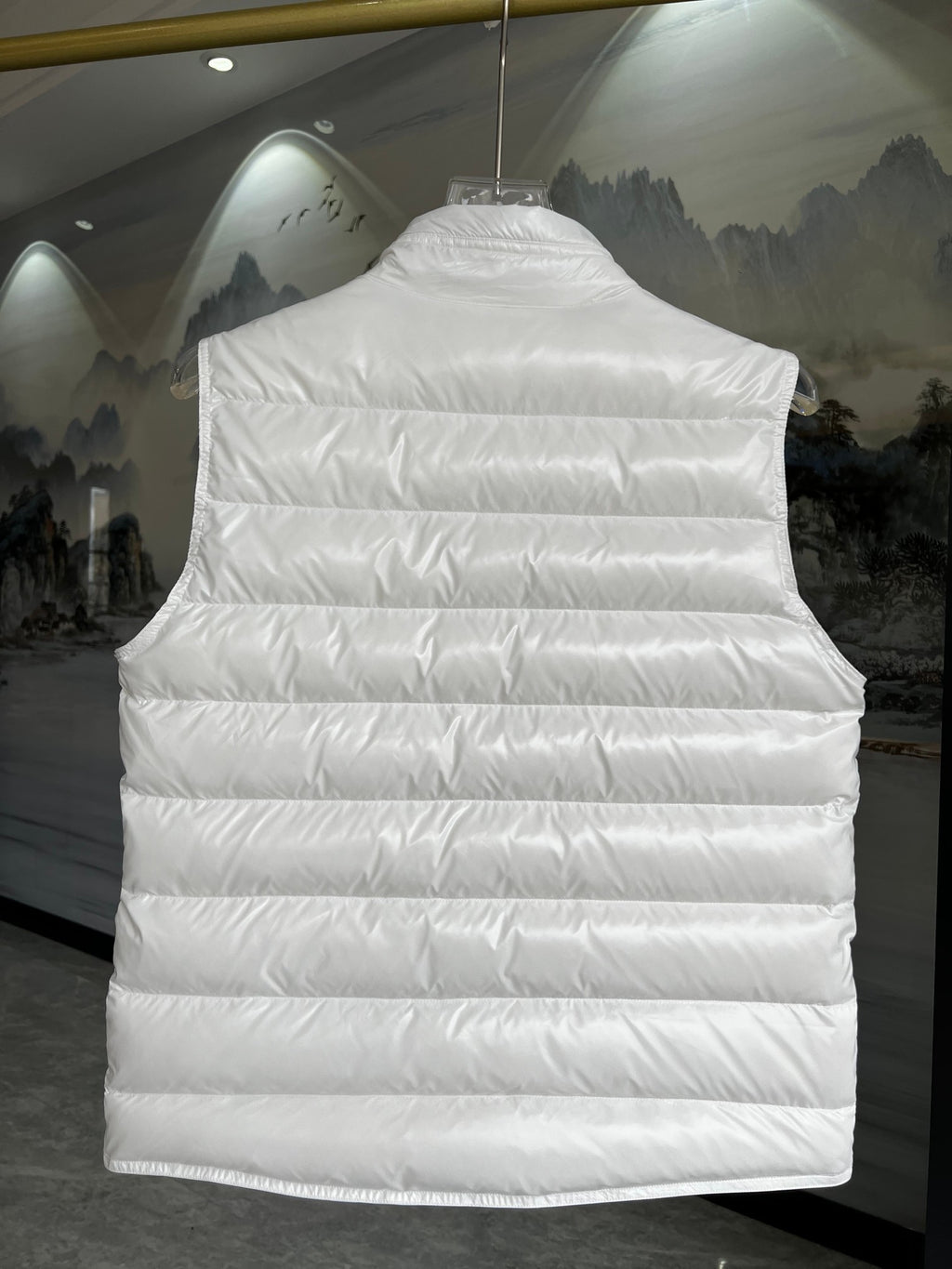 Moncler Stand-Collar Puffer Vest with Angled Zip Pockets - White
