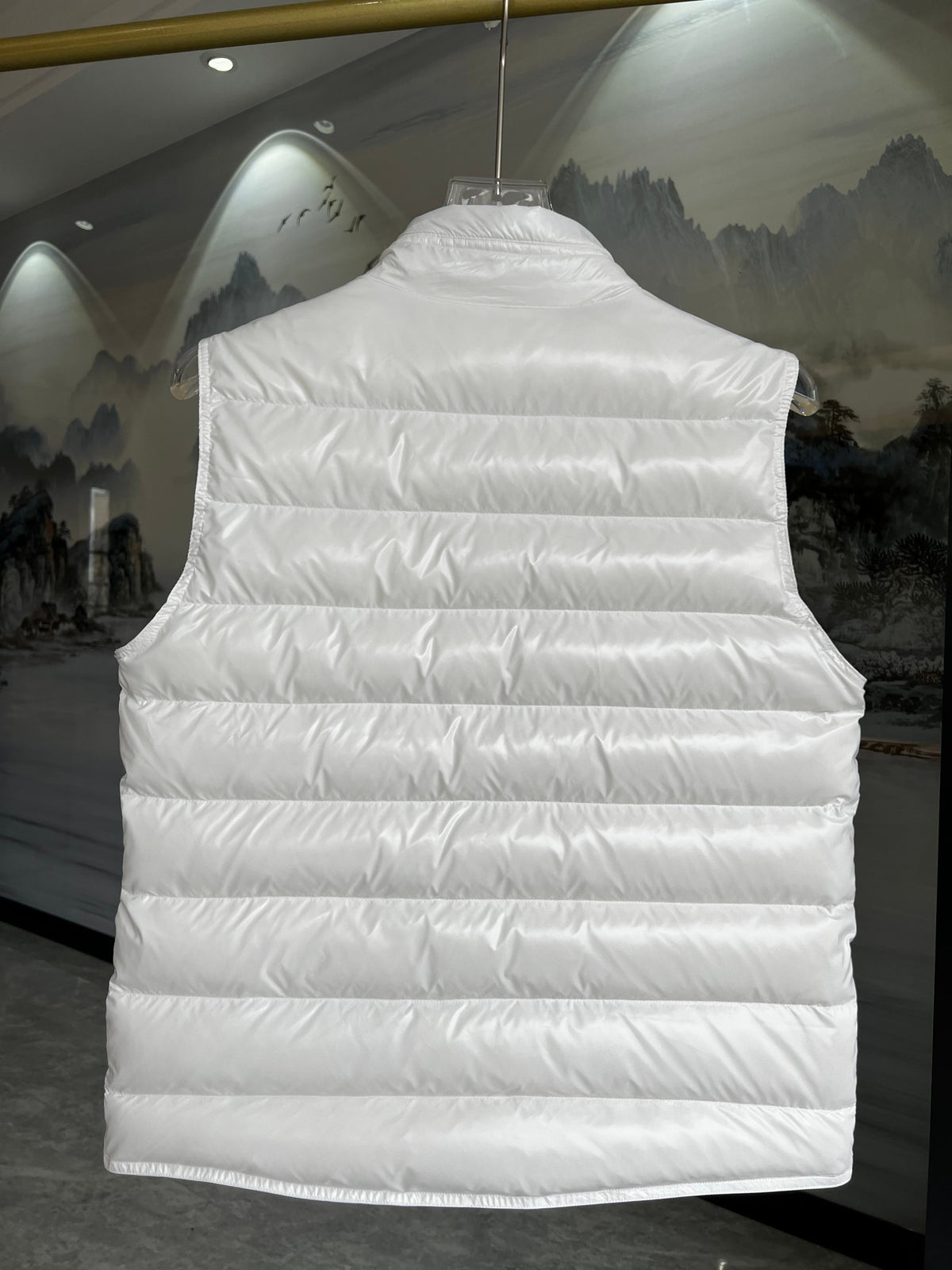 Moncler Stand-Collar Puffer Vest with Angled Zip Pockets - White