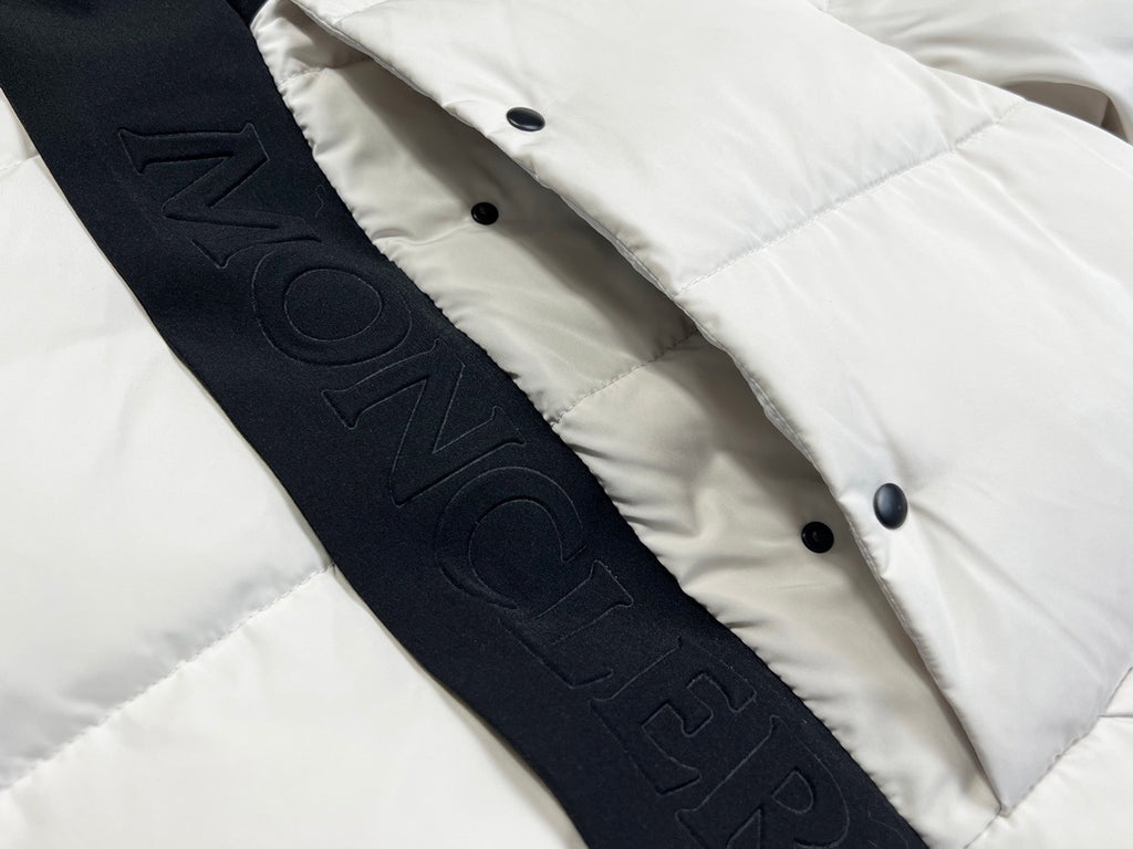 Moncler Contrast-Hood Quilted Puffer Jacket - White & Black
