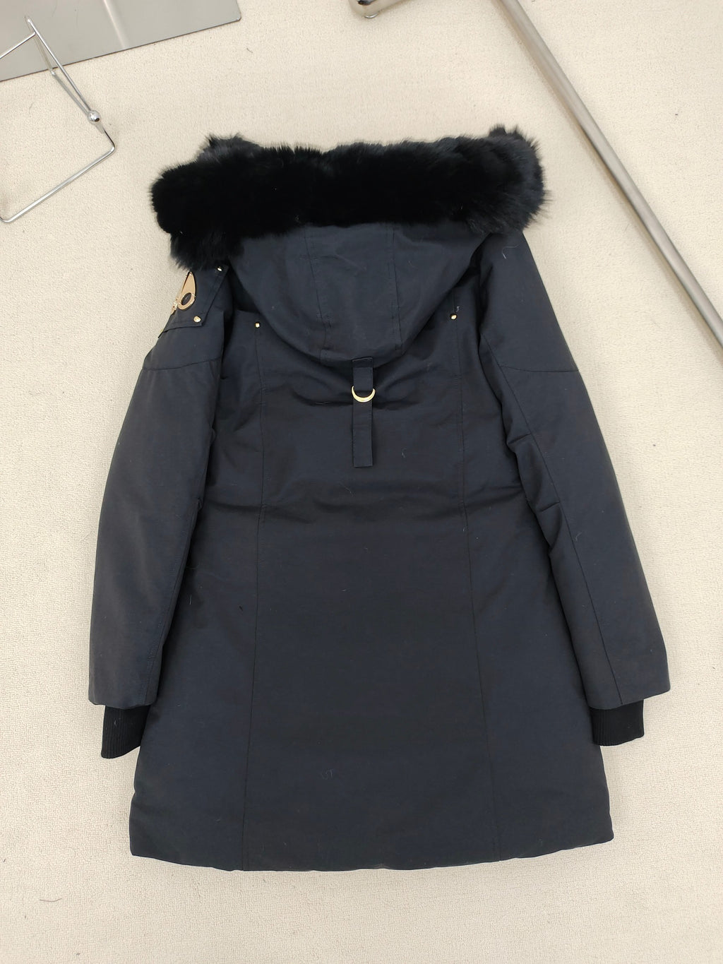 Moose Knuckles Women's Long Hooded Parka - Black & Gold