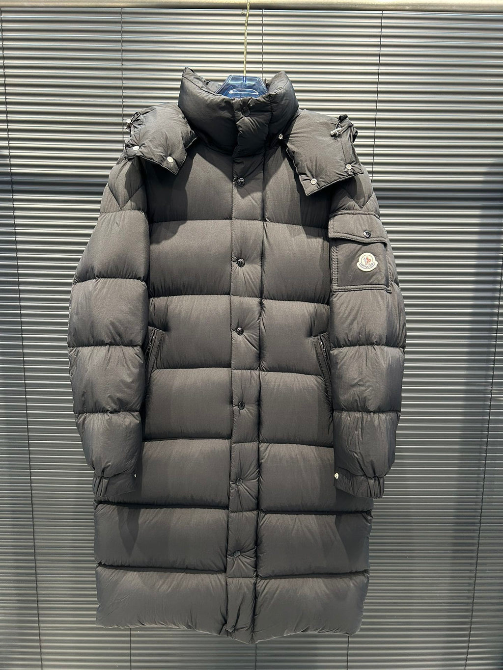 Moncler Maya Matte Long Hooded Puffer Coat - Black