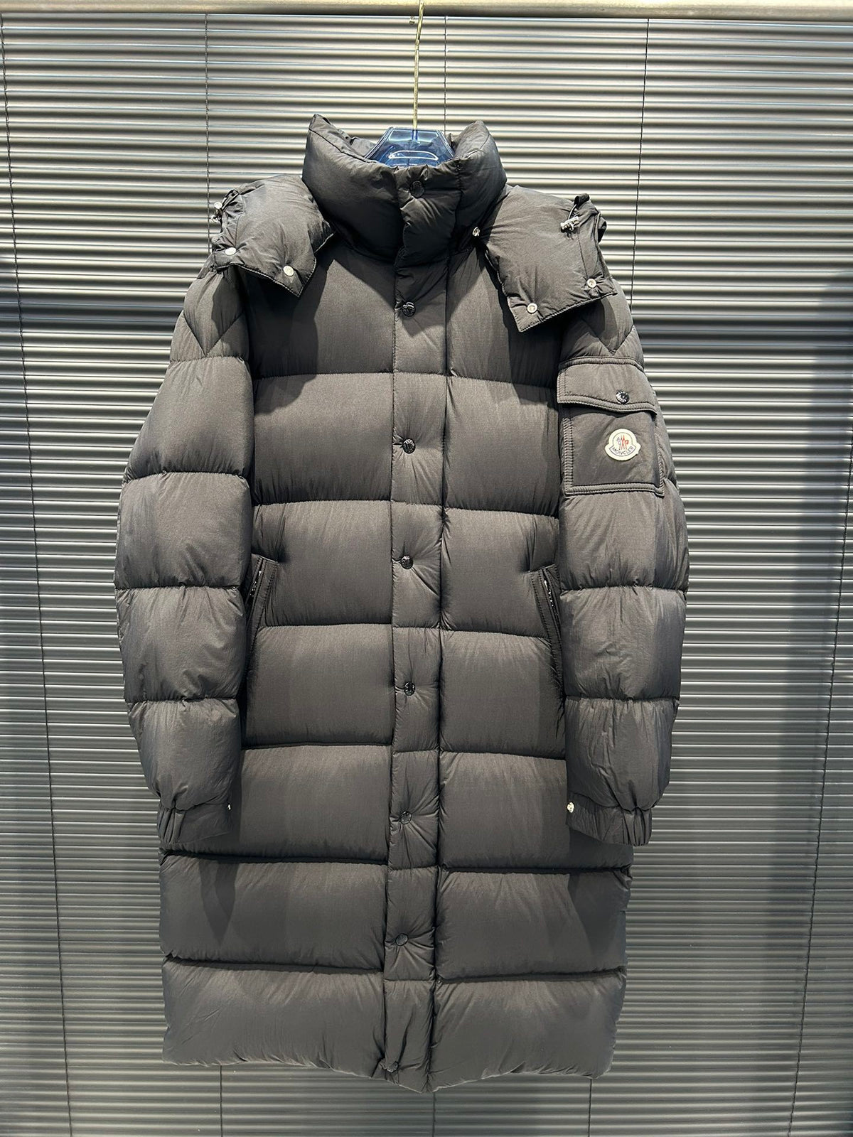 Moncler Maya Matte Long Hooded Puffer Coat - Black
