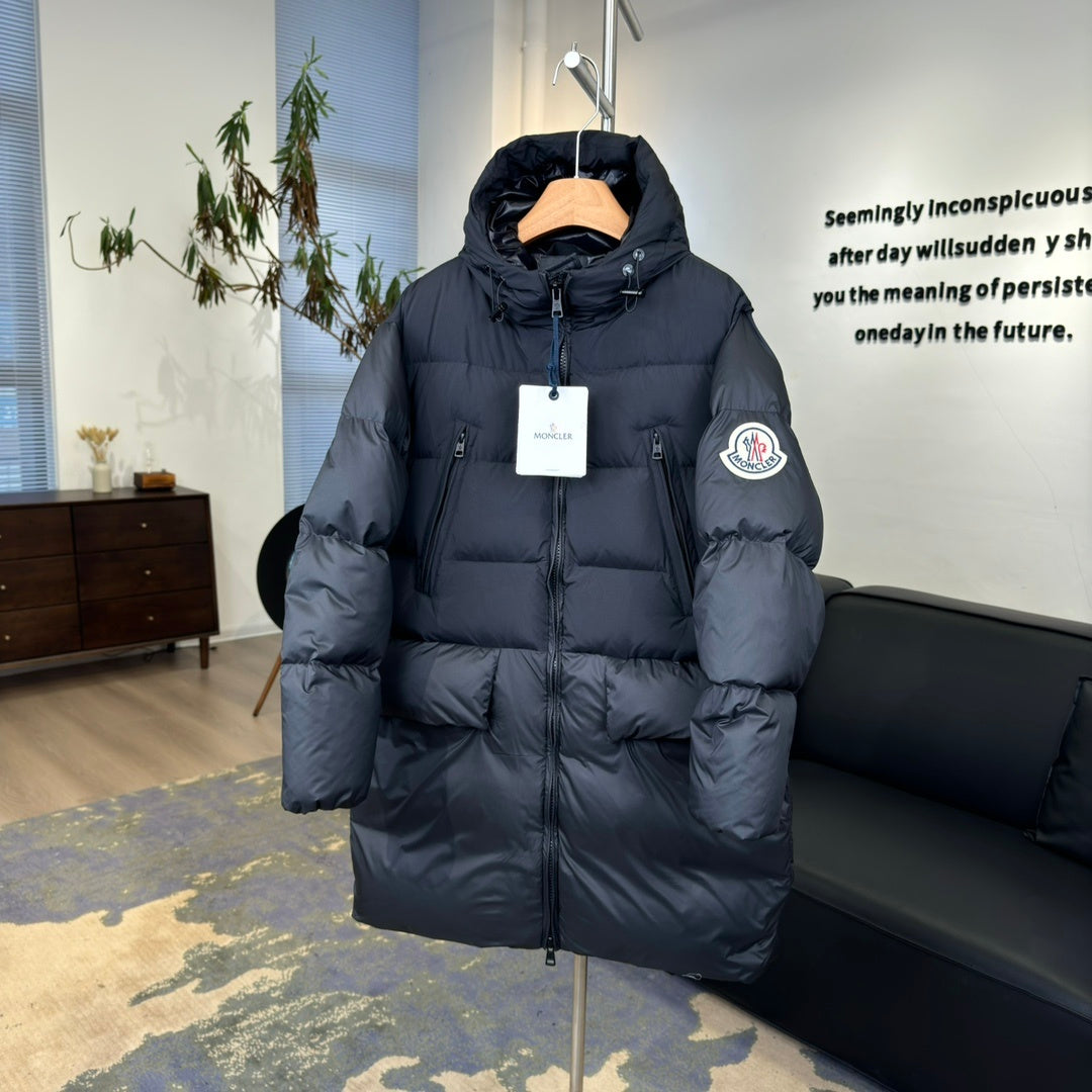 Moncler Bosona Long Hooded Puffer Coat - Black
