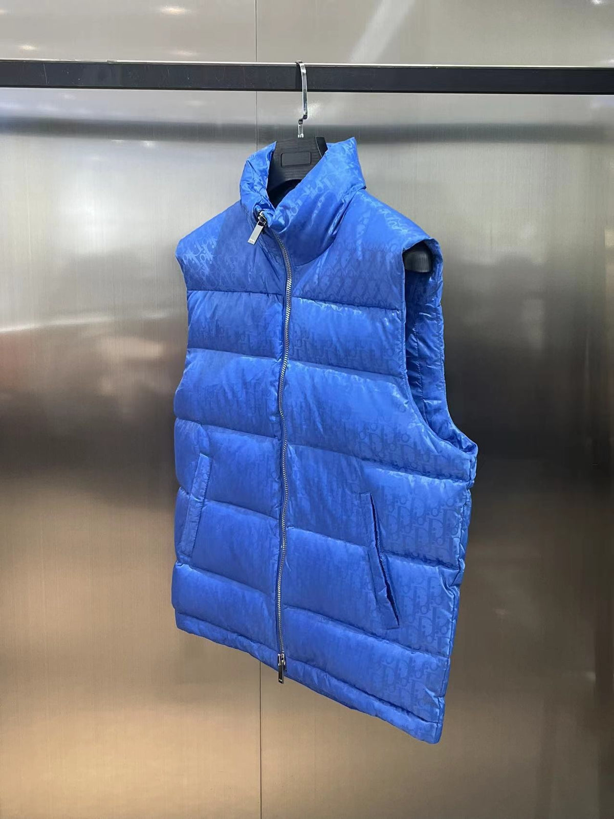 Dior Monogram Stand-Collar Puffer Vest - Blue