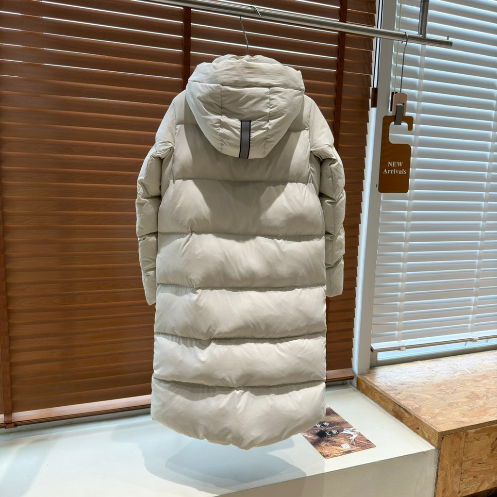 Canada Goose Black Badge Long Hooded Puffer Coat - Cream