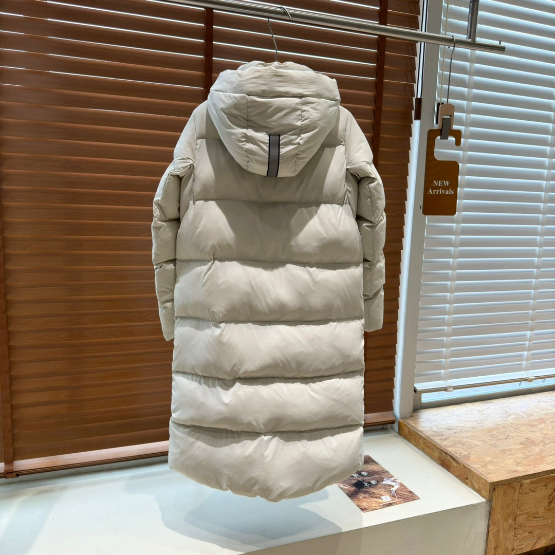 Canada Goose Black Badge Long Hooded Puffer Coat - Cream