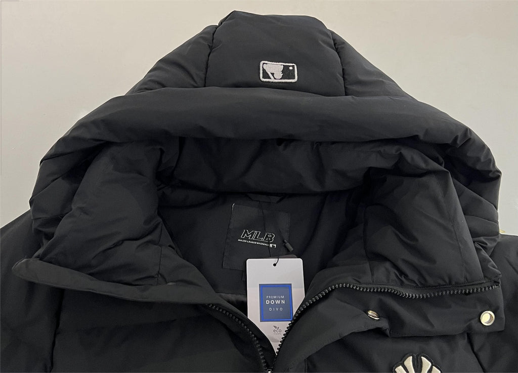 MLB New York Yankees Long Hooded Down Coat - Black