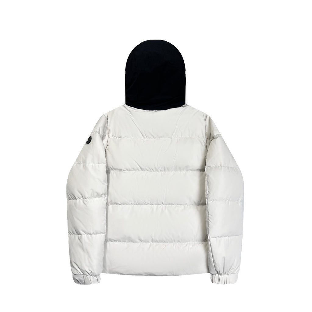 Moncler Contrast-Hood Quilted Puffer Jacket - White & Black