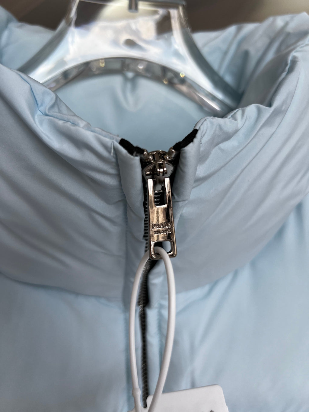 Prada Cropped Stand-Collar Puffer Jacket - Light Blue