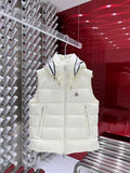Moncler Hooded Logo Down Vest - White
