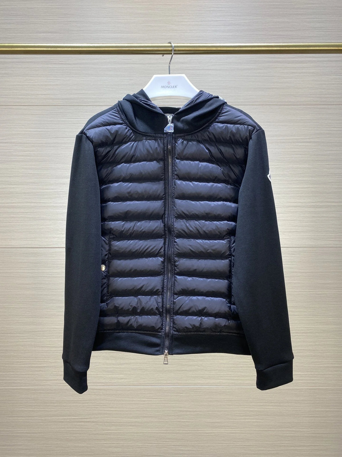 Moncler Knit-Sleeve Hybrid Jacket - Black