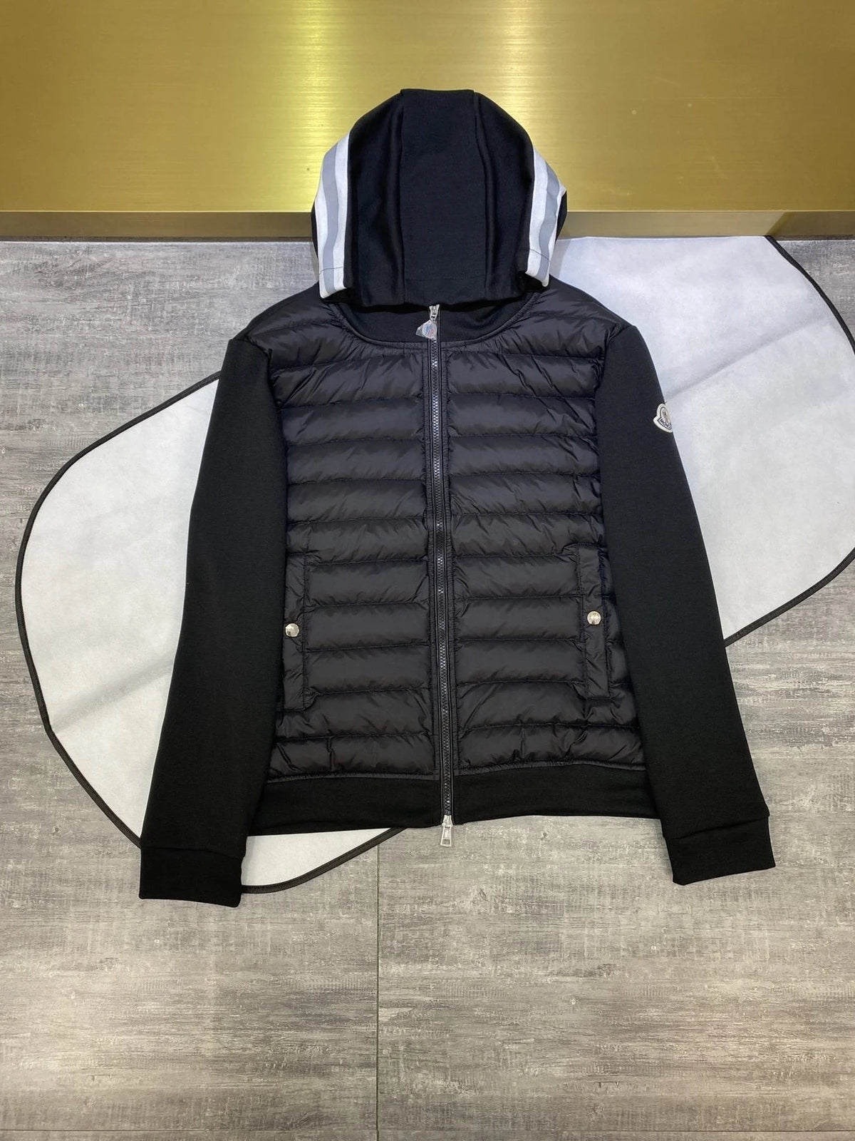 Moncler Knit-Sleeve Hybrid Jacket - Black