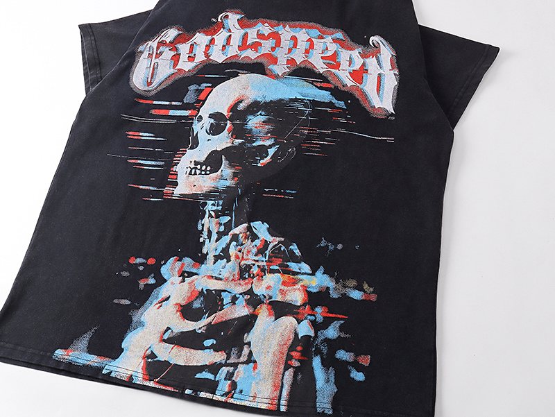Godspeed Washed Black Skull Graphic T-Shirt
