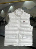 Moncler Stand-Collar Puffer Vest with Angled Zip Pockets - White