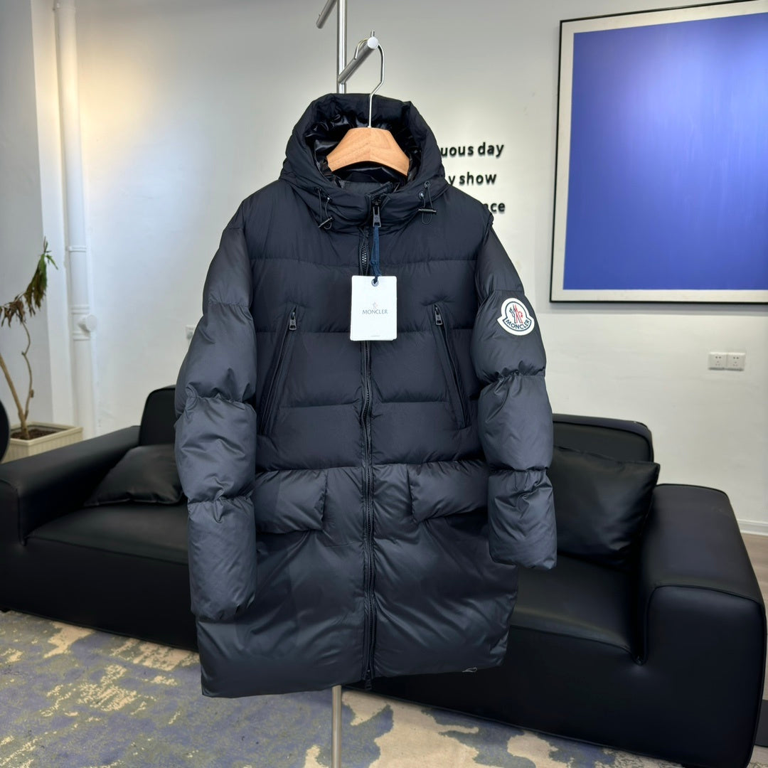 Moncler Bosona Long Hooded Puffer Coat - Black