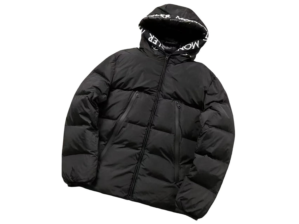 Moncler Maya Logo-Hood Puffer Jacket - Black