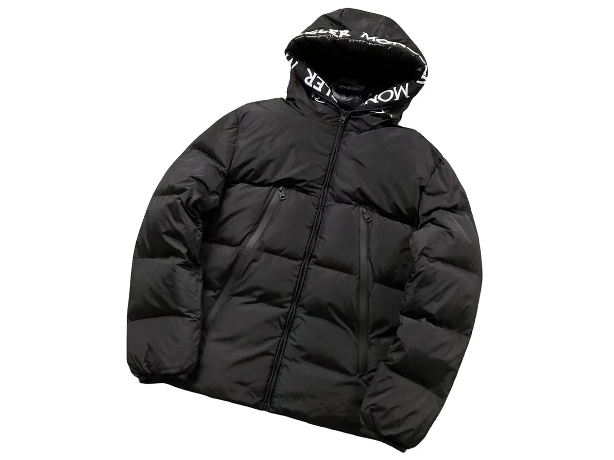 Moncler Maya Logo-Hood Puffer Jacket - Black