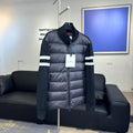 Moncler Striped-Sleeve Cable-Knit Hybrid Jacket