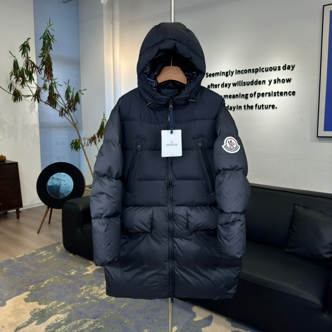 Moncler Bosona Long Hooded Puffer Coat - Black