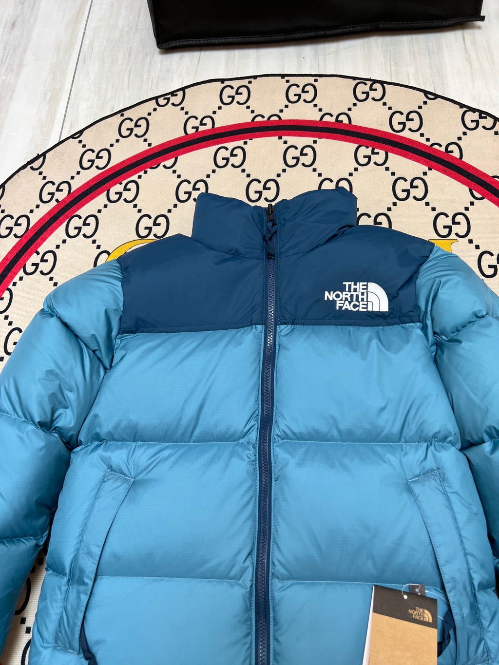 The North Face 1996 Colorblock Puffer Jacket - Teal & Navy