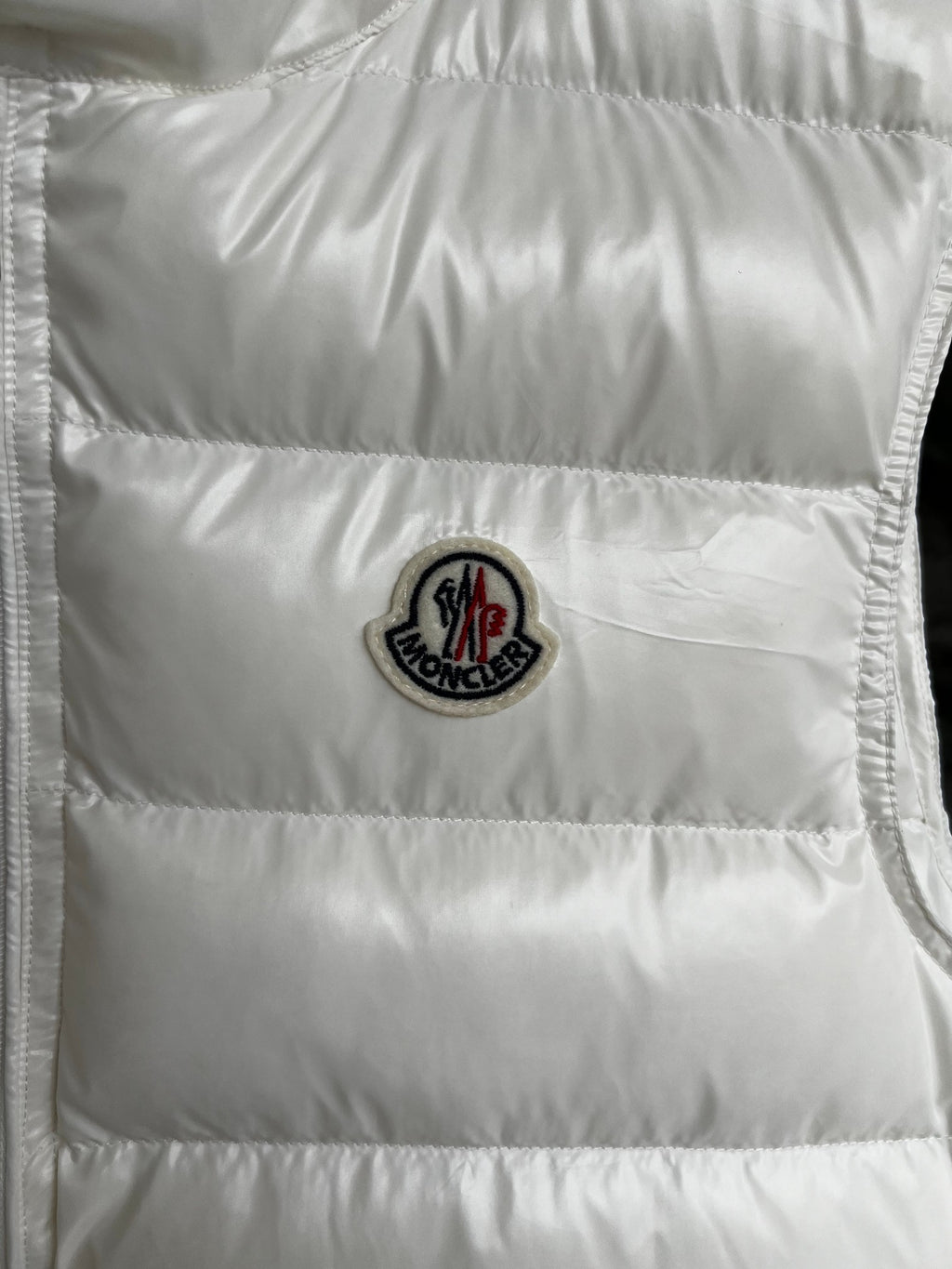 Moncler Stand-Collar Puffer Vest with Angled Zip Pockets - White